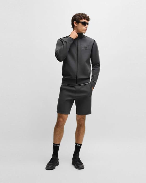 Sudadera BOSS Green Skaz Tape Full Zip gris oscuro