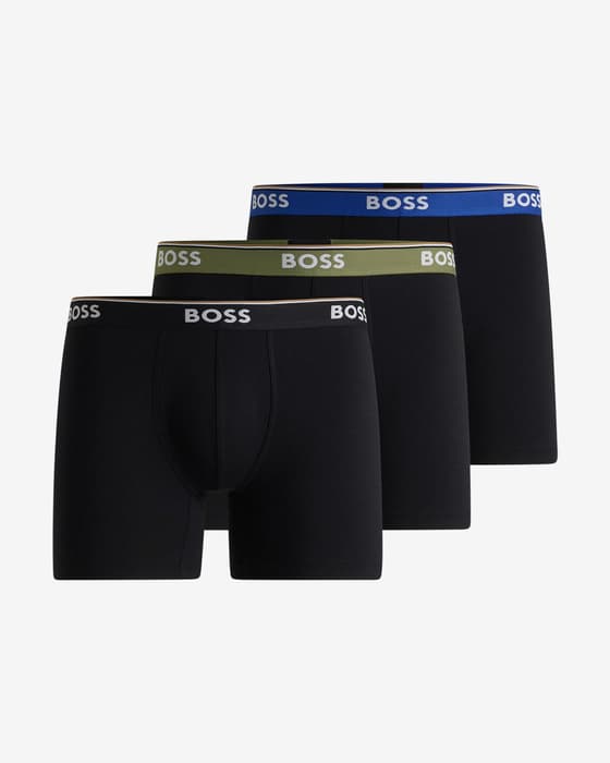 Bóxer BOSS Power Logo negro puro verde azul (3 unidades)