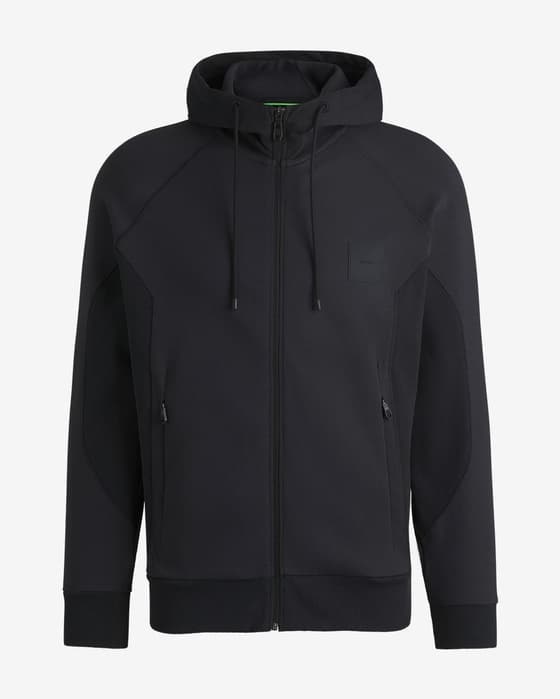 Sudadera con capucha BOSS Green Saggy Rib Full Zip azul marino