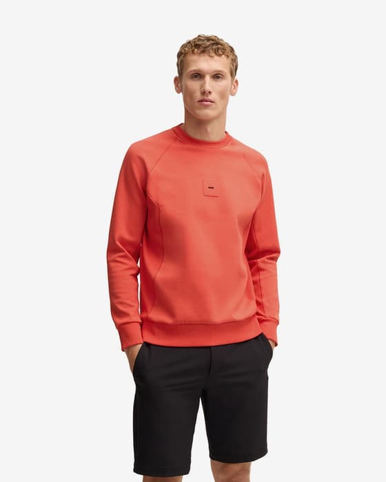 Sudadera BOSS Green Salbo Rib naranja intenso