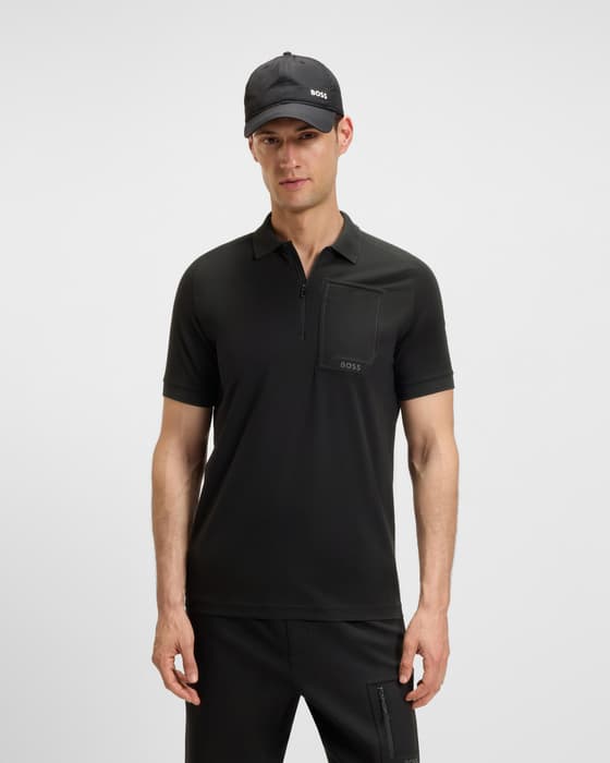 Polo BOSS Green Urban Tech manga corta negro puro