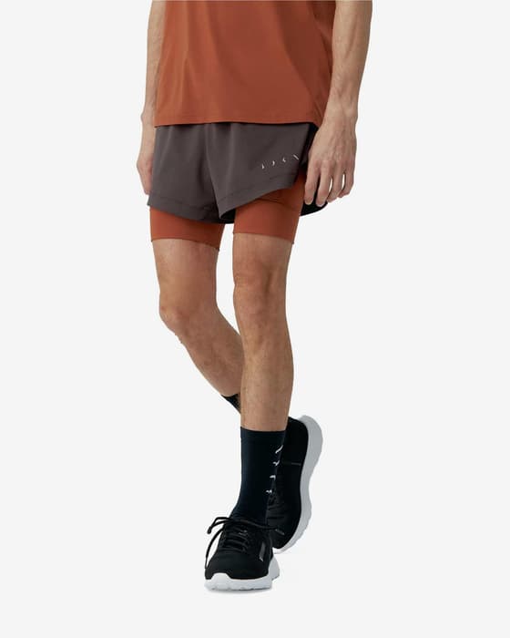 Pantalón corto Born Living Yoga Mashu marrón oscuro naranja