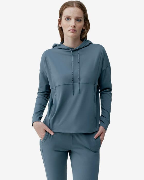 Bluza z kapturem Born Living Yoga Ondina niebieska ciemna damska