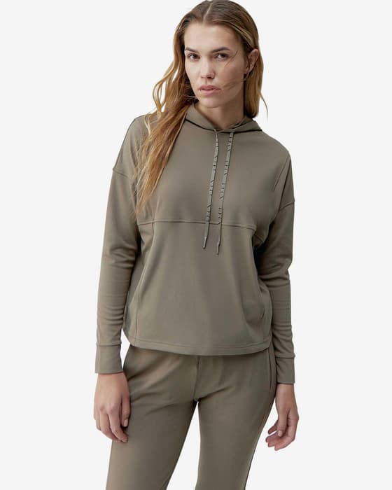 Bluza z kapturem Born Living Yoga Ondina zielona oliwka damska