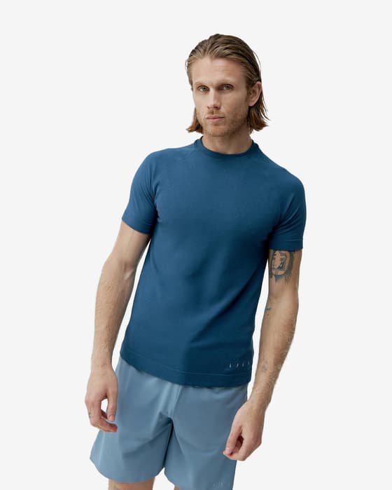 Camiseta Born Living Yoga Otawa Seamless manga corta azul oscuro