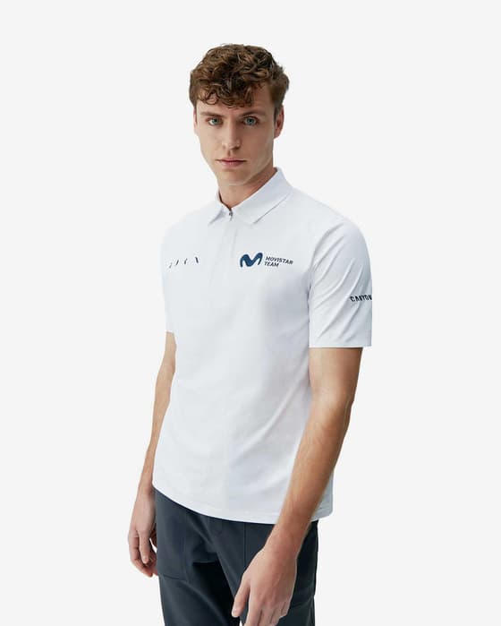 Born Living Yoga Movistar Team kortærmet polotrøje ren hvid