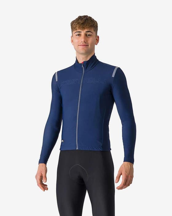 Maillot Castelli Tutto Nano RoS Rosso Corsa manga larga azul profundo