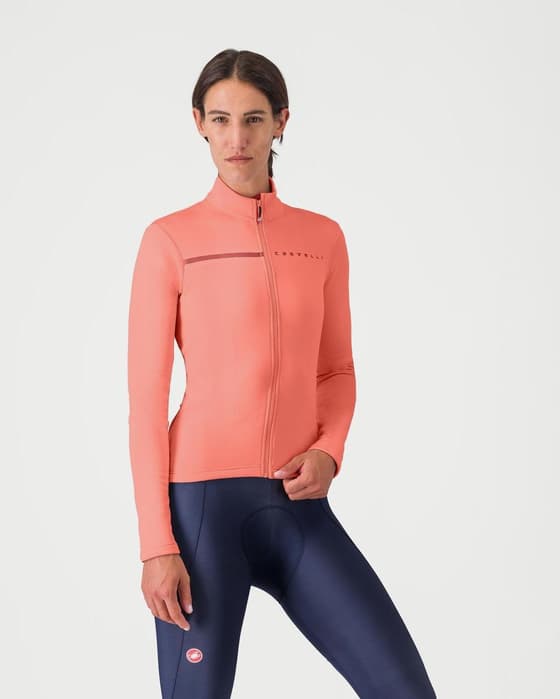 Maillot Castelli Sinergia 2 manga larga rosa brillante burdeos mujer