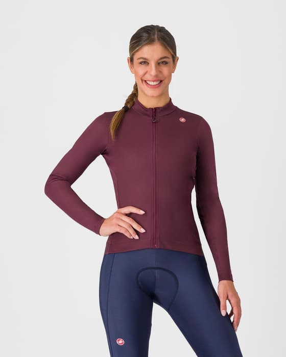 Maillot Castelli Espresso Thermal manga larga burdeos mujer