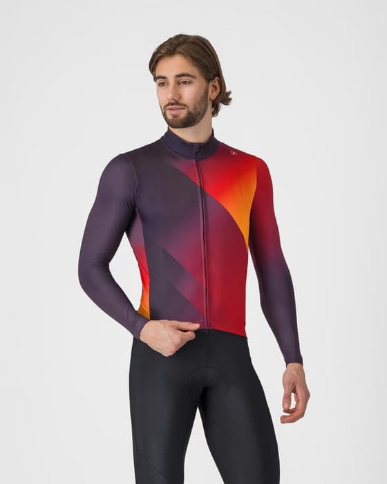 Maillot Castelli Amplify Thermal manga larga negro oscuro rojo