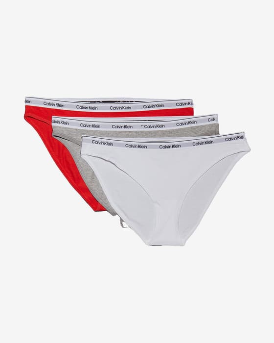 Braga Calvin Klein Modern Logo blanco gris rojo (3 unidades)