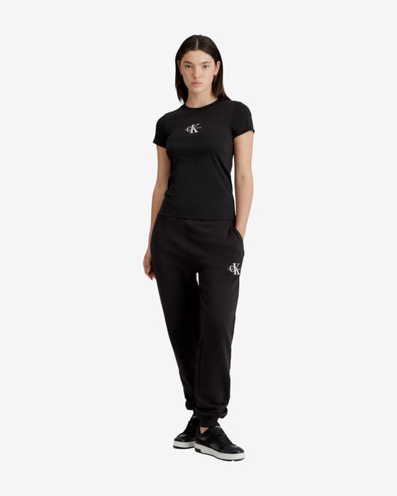 Camiseta Calvin Klein Monologo Slim manga corta negro puro mujer