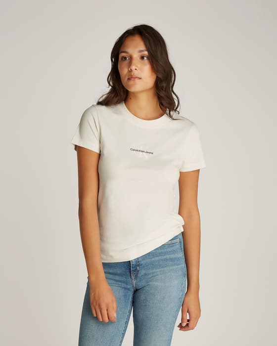 Camiseta Calvin Klein Monologo Slim manga corta blanco puro mujer