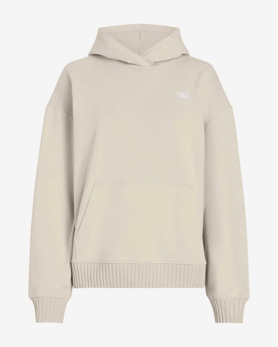 Sudadera con capucha Calvin Klein Woven Label Peached blanco crema mujer