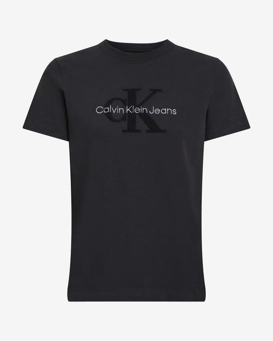 Camiseta Calvin Klein Jeans Chenille Monologo Regular manga corta negro puro mujer