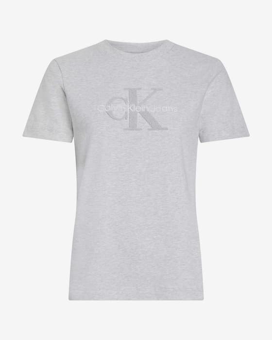 Camiseta Calvin Klein Jeans Chenille Monologo Regular manga corta gris mujer