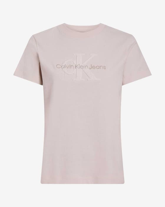 Camiseta Calvin Klein Jeans Chenille Monologo Regular manga corta rosa mujer