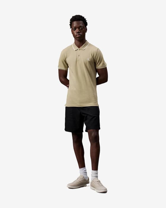 Polo Calvin Klein Jeans Slim manga corta beige blanco