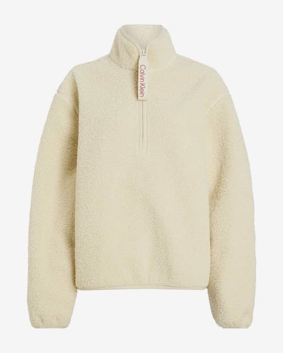 Sudadera Calvin Klein Sherpa Half Zip blanco crema