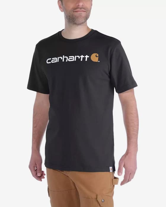 T-shirt Carhartt Core Logo manga curta preto puro branco laranja