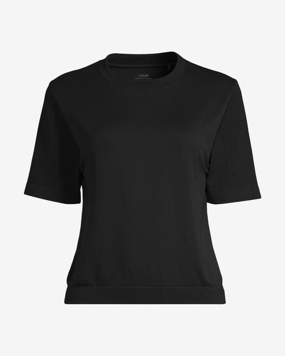 Camiseta Casall Seamless Rib manga corta negro puro mujer