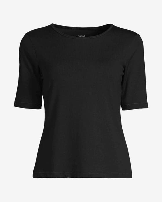 Camiseta Casall Soft Rib manga corta  negro mujer