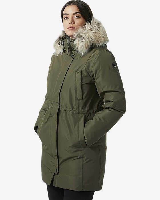 Chaqueta con capucha Helly Hansen Senja Parka verde kaki mujer
