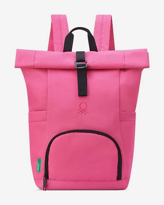 Mochila Delsey Paris x Benetton Be Rolltop 22L rosa brillante