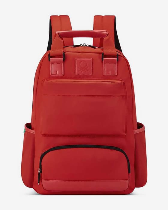 Mochila Delsey Paris x Benetton Color Block 24L rojo
