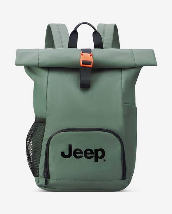 Mochila Delsey Paris x JEEP JS016D Rolltop 22L verde negro