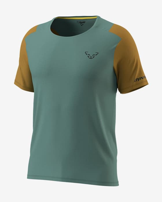 Camiseta Dynafit Transalper manga corta azul verdoso marrón