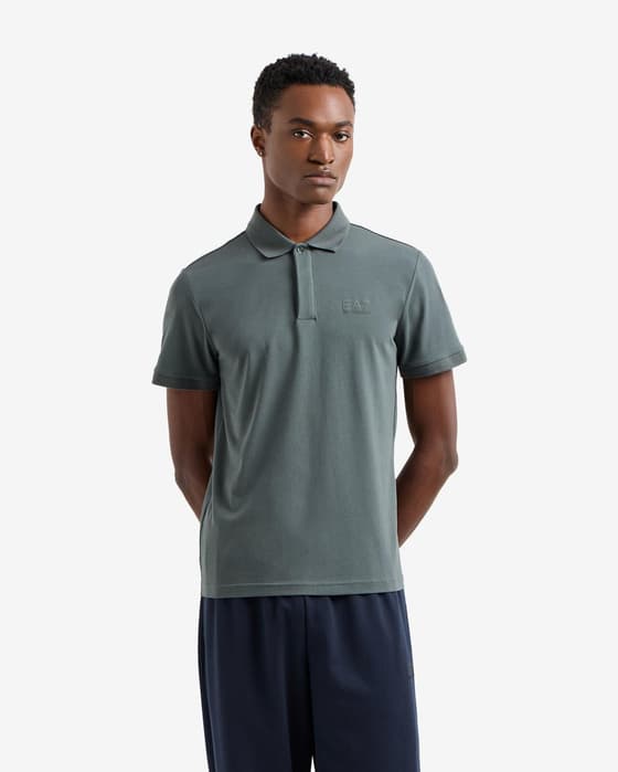 Polo EA7 Classic Logo Slim manga corta gris azulado