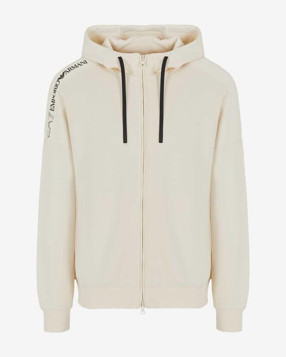 Sudadera con capucha EA7 Stripe Logo Contrast Full Zip blanco
