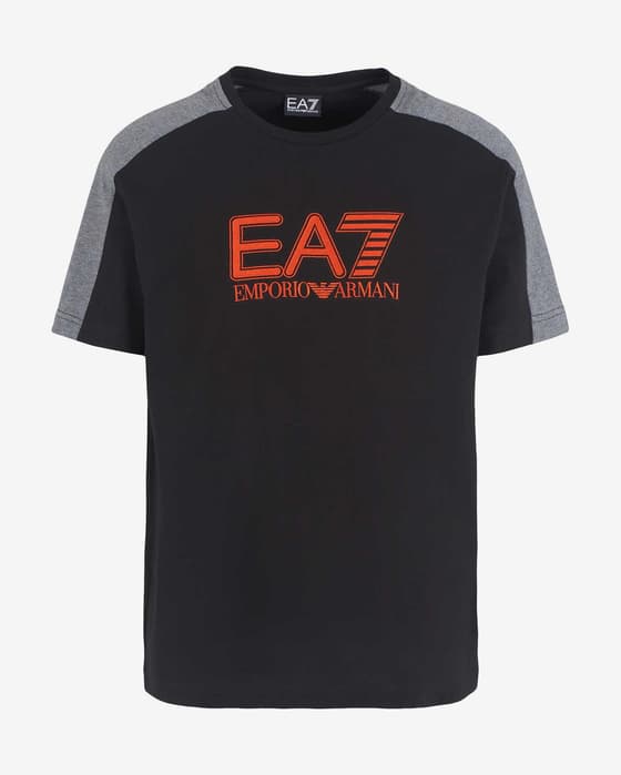 EA7, Sichtbarkeit Kontrast Logo T-Shirt, Kurzarm, Schwarz, Rot, Grau