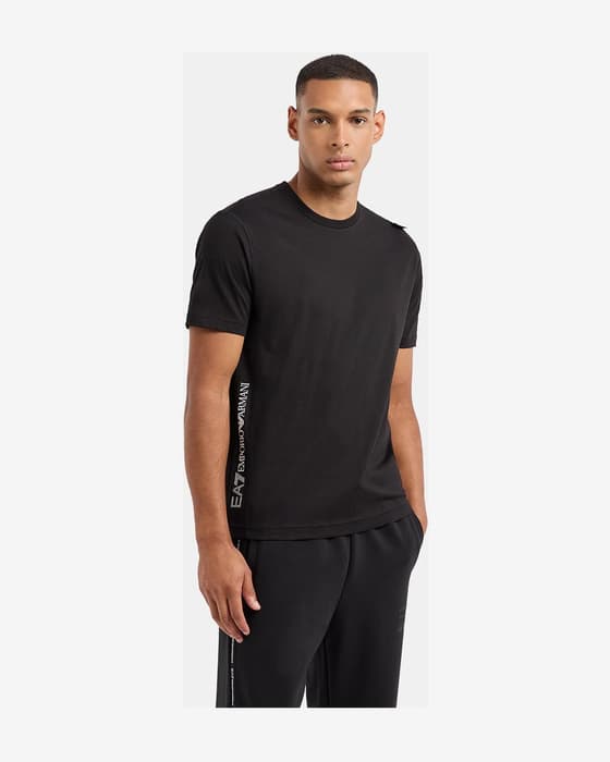 EA7 Stripe Contrast Logo T-Shirt pechschwarz