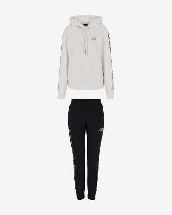 Chandal EA7 Stripe Logo blanco negro mujer