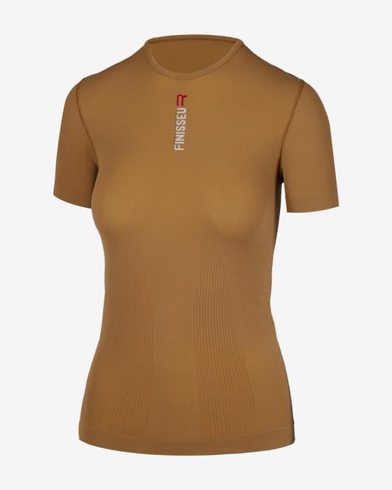 Camiseta interior Finisseur Micromesh manga corta marrón claro mujer