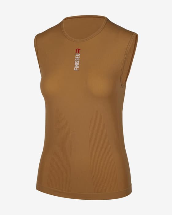 Camiseta interior Finisseur Micromesh sin mangas marrón claro mujer