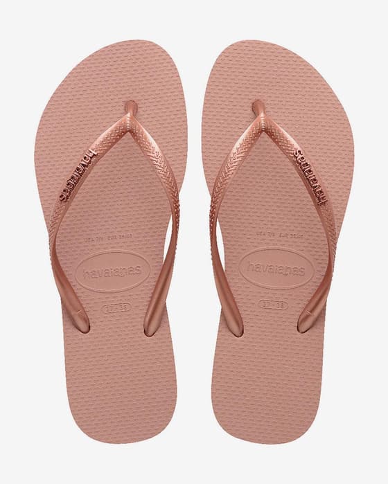 Havaianas Slim Logo Metallic Damen Flip-Flops beige/gold