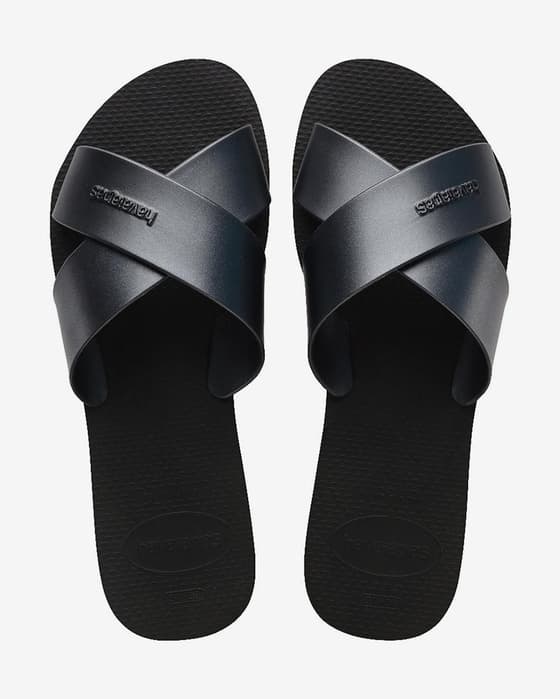 Tongs Havaianas Aqua Metallic noir pur femme