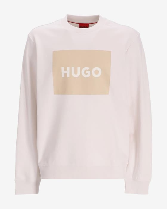 Sudadera HUGO Cotton Big Logo beige claro