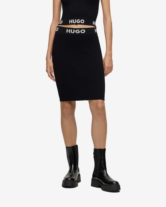 Falda HUGO Sarmola negro blanco mujer 