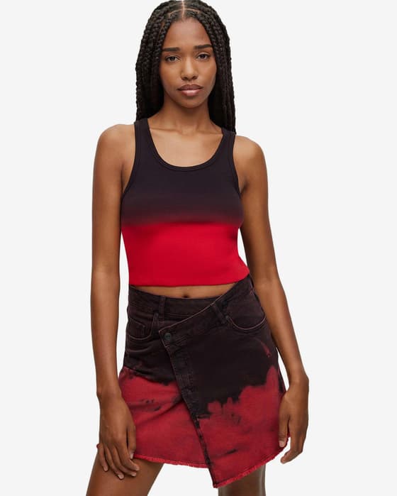 Camiseta HUGO Dalilly tirantes negro rojo intenso mujer