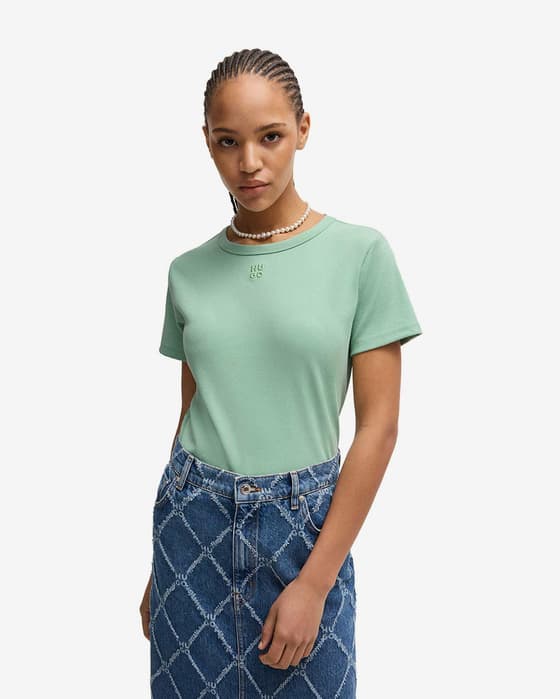 Camiseta HUGO Modern Logo manga corta verde turquesa mujer