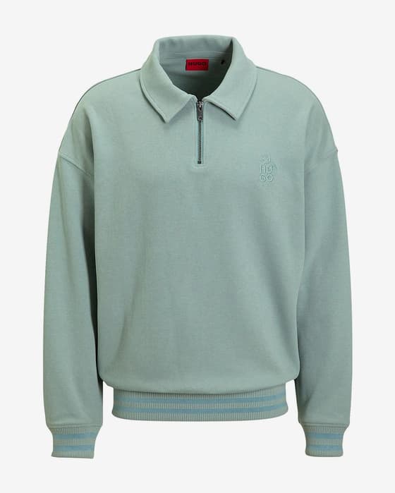 Sudadera HUGO Darasail Half Zip azul turquesa claro