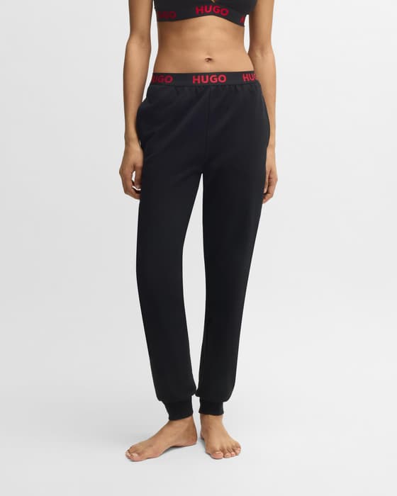 Pantalón largo HUGO Loungewear Logo negro puro mujer