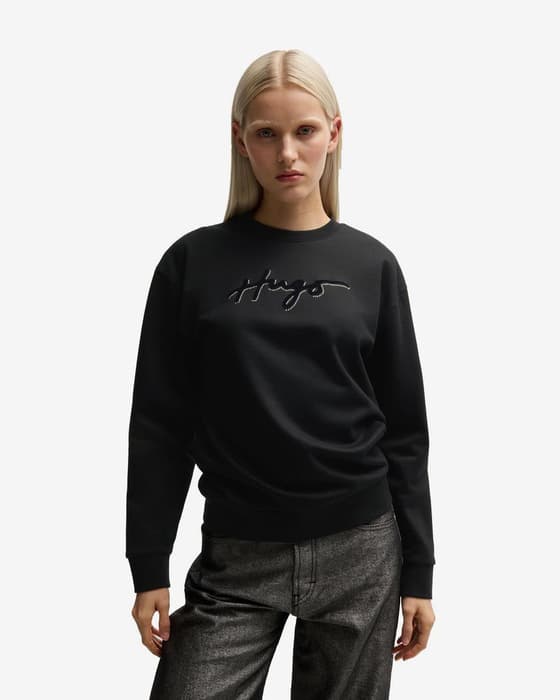 Sudadera HUGO Easy Crew negro puro mujer
