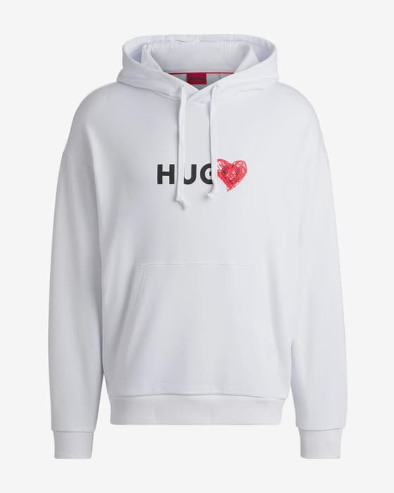 Sudadera con capucha HUGO Dewgili blanco negro rojo