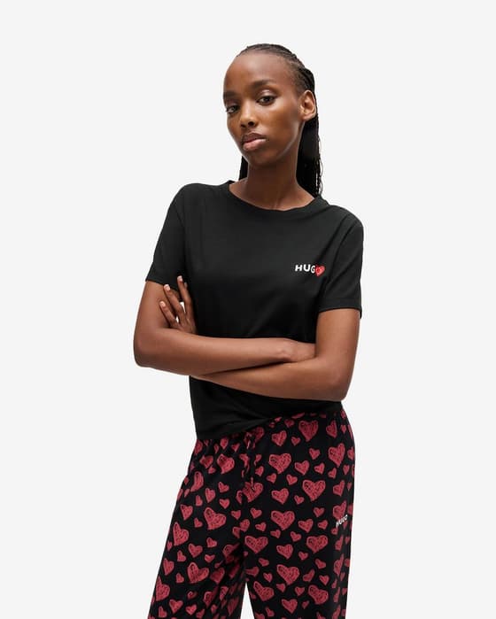 Camiseta HUGO Nikka manga corta negro blanco rojo mujer