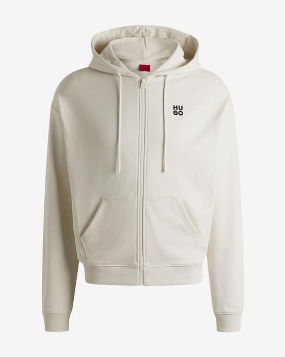 Sudadera con capucha HUGO Dalfine Full Zip blanco puro mujer